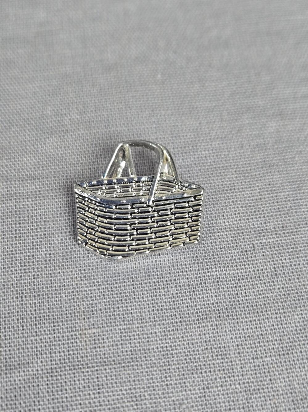 Longaberger Basket Slide Necklace Pendant ~ Silver Tone Charm